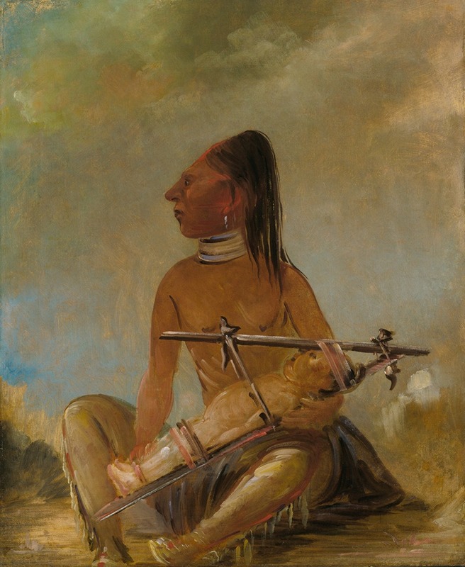 George Catlin - Woman And Child, Showing How The Heads of Children Are Flattened