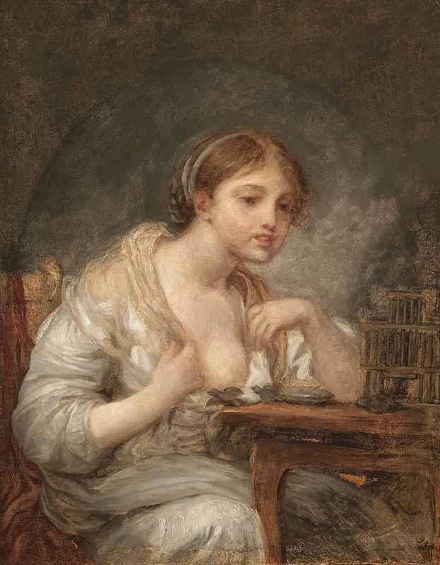 Jean-Baptiste Greuze - A Young Woman With a Birdcage