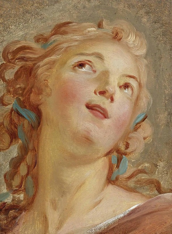 Jean-Simon Berthélemy - Head of a Young Woman Looking Up
