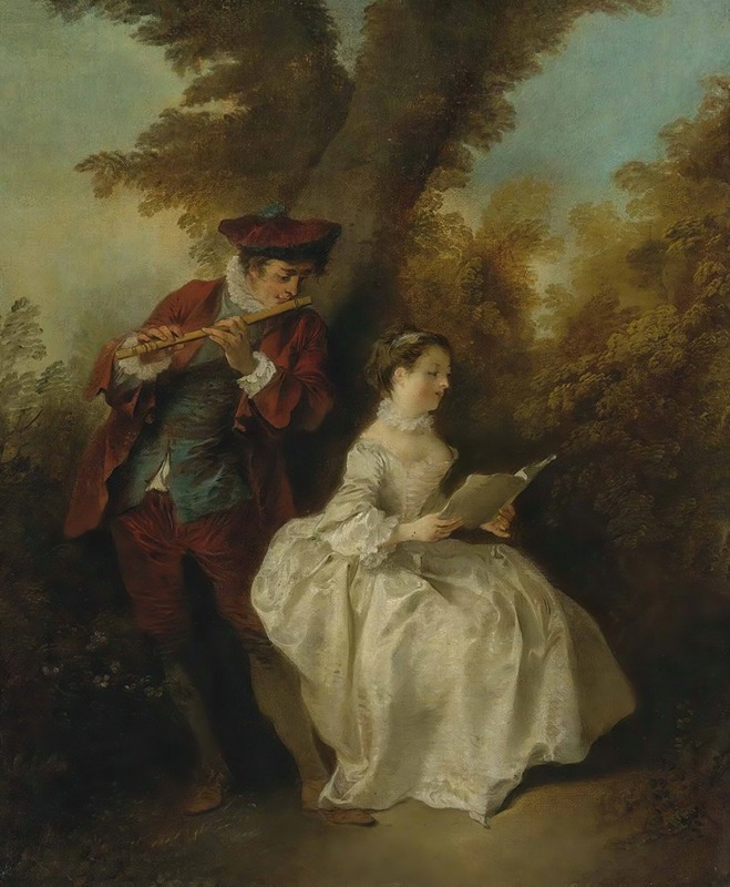 'le Duo', a Young Man Playing The Flute And a Young Woman Singing In a ...
