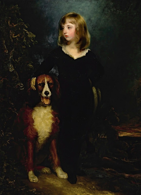 Sir Thomas Lawrence - Portrait of a Boy, Full-Length, Standing In a Landscape With His Dog, Said To Be Master Arbuthnot