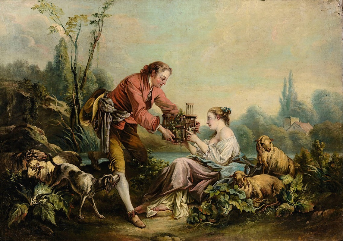 Follower Of François Boucher - The Obliging Shepherd