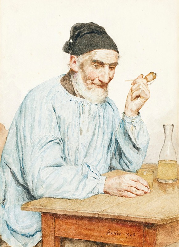 Albert Anker - Farmer From Ins At Table