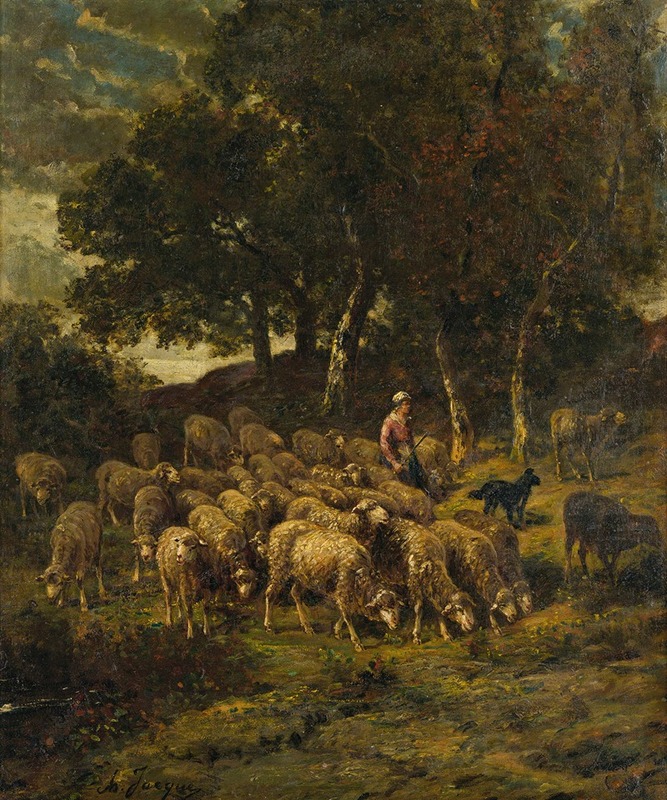 Charles Emile Jacque - Shepherdess And Her Flock