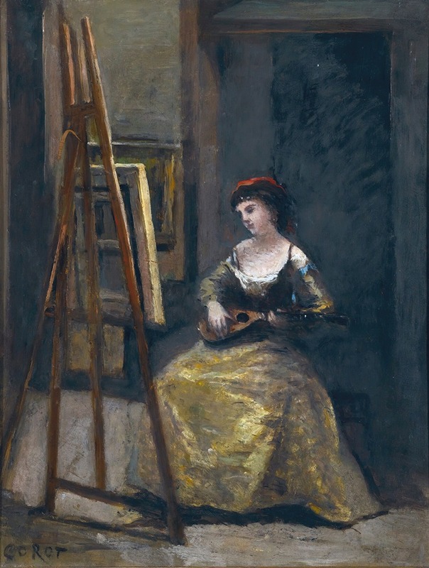 Jean-Baptiste-Camille Corot - Jeune Femme Jouant De La Mandoline