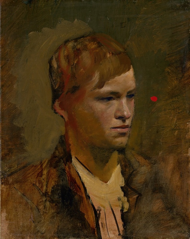Ladislav Mednyánszky - Fair-Headed Boy with Red Point in the Background