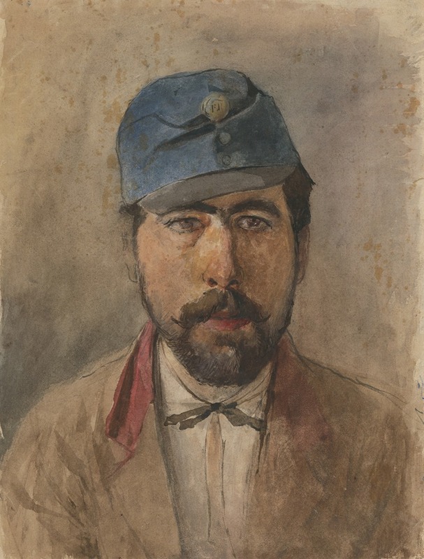 Ladislav Mednyánszky - Portrait of a soldier in a blue cap