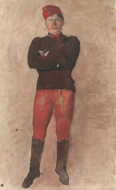 Ladislav Mednyánszky - Standing soldier with folded arms