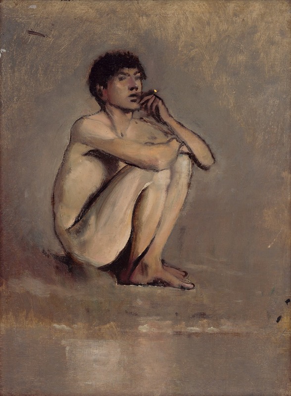 Ladislav Mednyánszky - Study of a Seated Nude of a Young Man