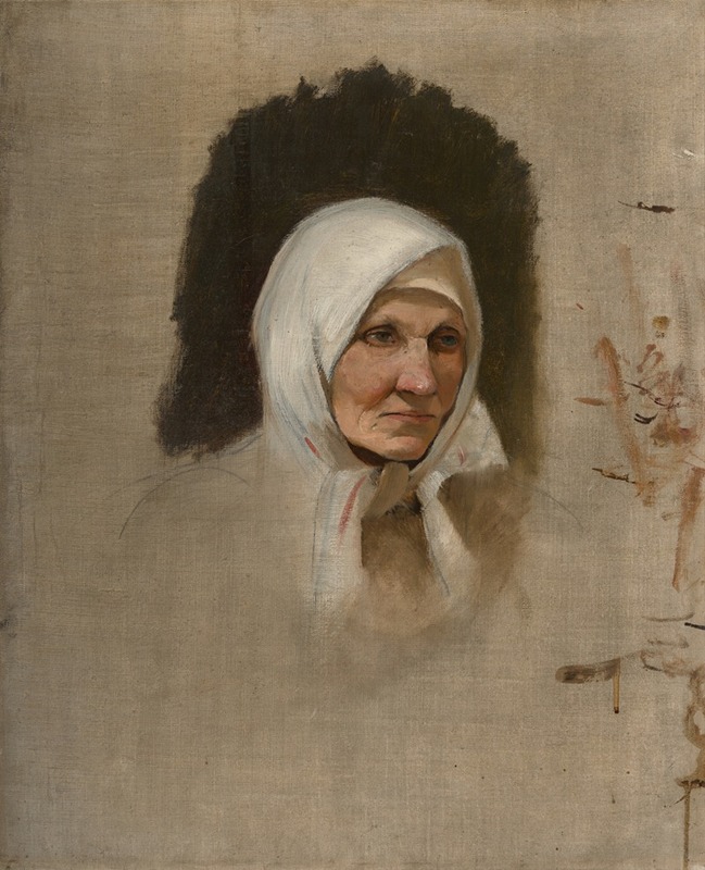 Ladislav Mednyánszky - Village Woman in a White Scarf