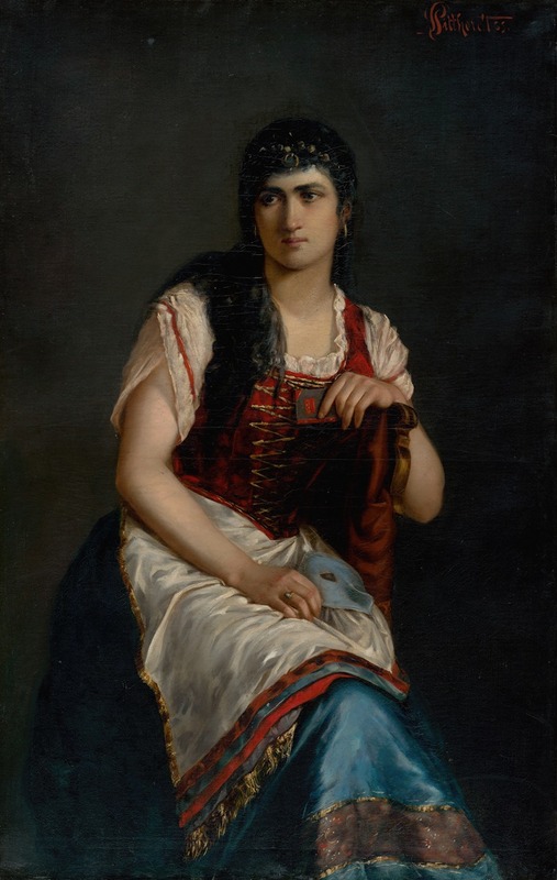 Ľudovít Pitthordt - Portrait of a Seated Woman with a Mask