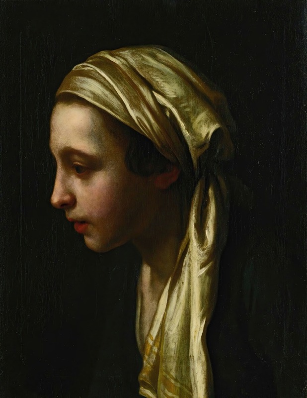 Pietro Rotari - A Peasant Girl In Profile Wearing A White Scarf