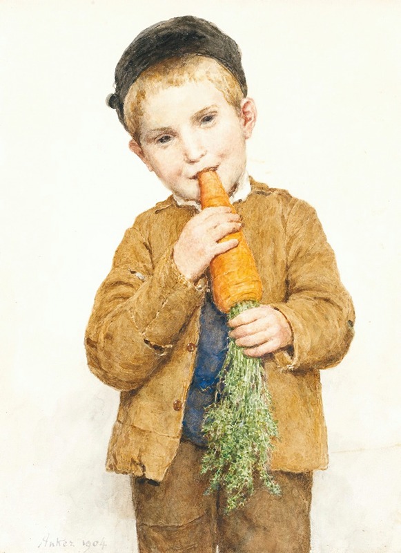 Albert Anker - The Little Boy With The Big Carrot