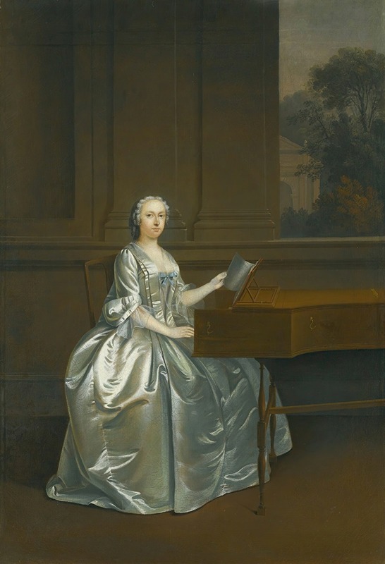 Arthur Devis - Portrait Of A Lady, Seated At A Harpsichord, Possibly Lucy, Duchess Of St. Albans (D. 1752)