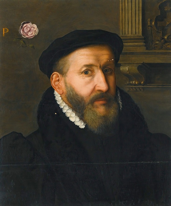 Circle of Willem Key - Portrait Of A Gentleman Wearing A Black Beret And A White Collar