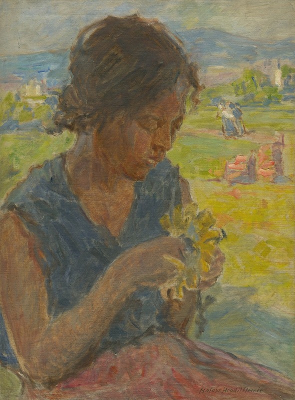 Elemír Halász-Hradil - Girl with a sunflower