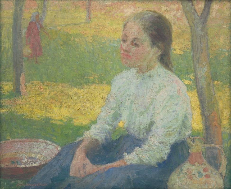 Elemír Halász-Hradil - Peasant Girl in a Garden