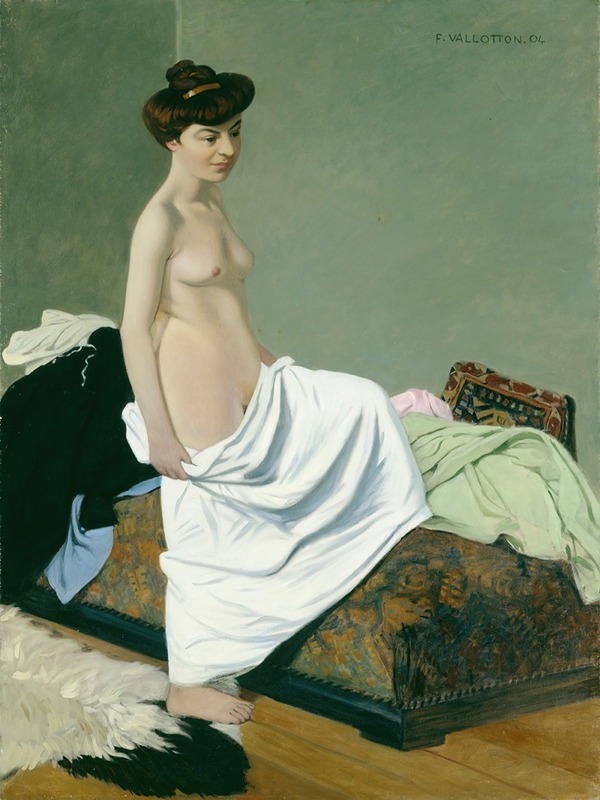 Félix Vallotton - Standing Nude Holding Gown on Her Knee