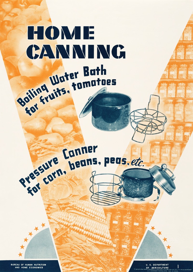 Anonymous - Home canning. Boiling water bath for fruits, tomatoes. Pressure canners for corn, beans, peas, etc.