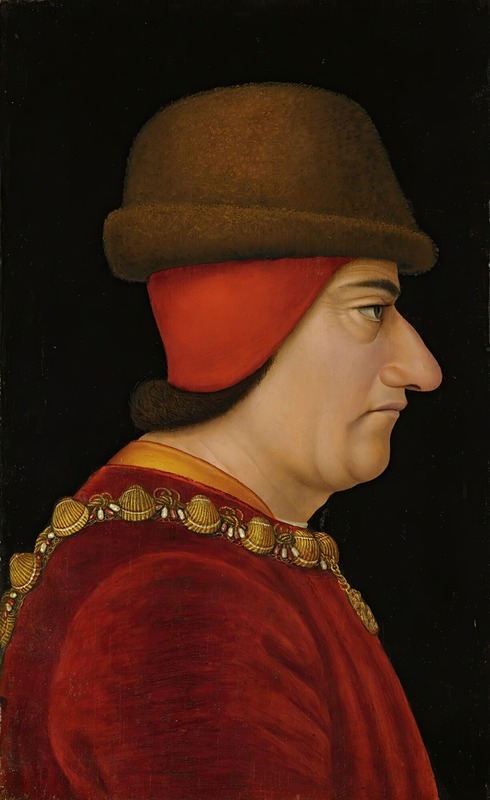 French School - Profile Portrait Of Louis Xi, King Of France (1423-1483), Wearing The Collar Of The Order Of Saint-Michel