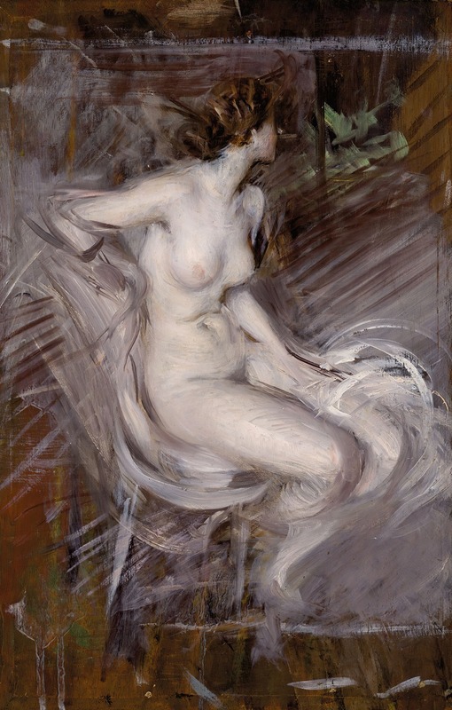 Giovanni Boldini - Nudo di Giovane Seduta (Nudo color perla)