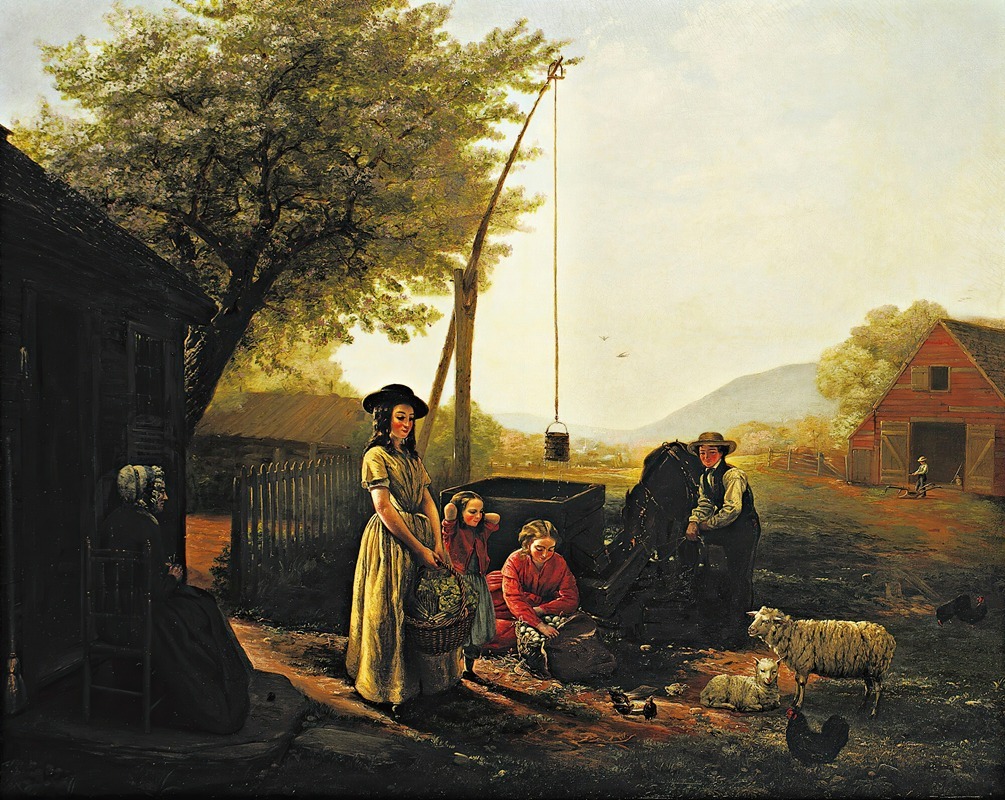 Jerome Thompson - Spring Morning By The Kitchen Door, Preparing For Market