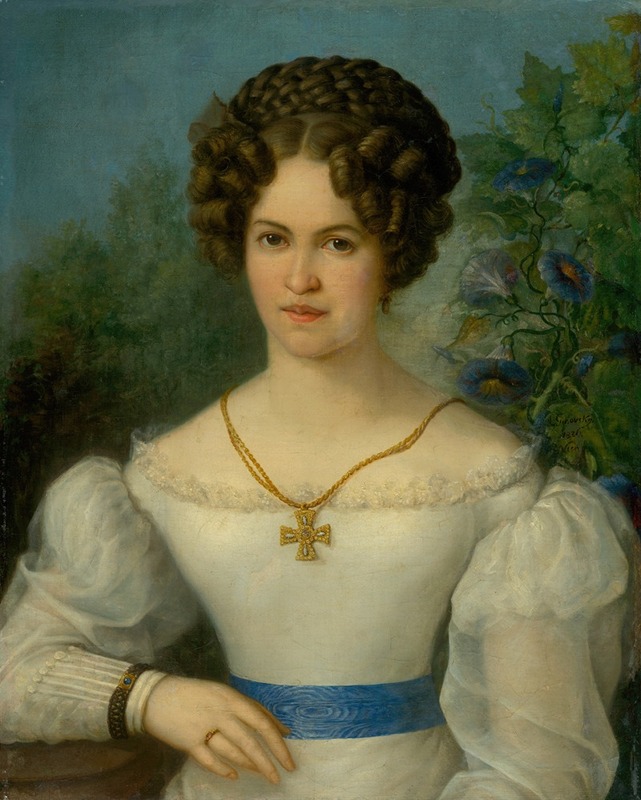 Jozef Ginovský - Portrait of a Young Lady in a White Dress
