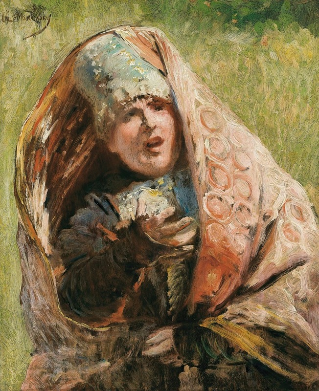 Konstantin Egorovich Makovsky - Portrait Of A Peasant Woman; Study For Minin Appealing To People Of Nizhnii Novgorod (1894-1896)