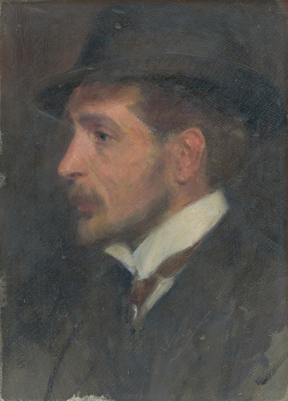 Milan Thomka Mitrovský - Self-Portrait from Profile in a Hat