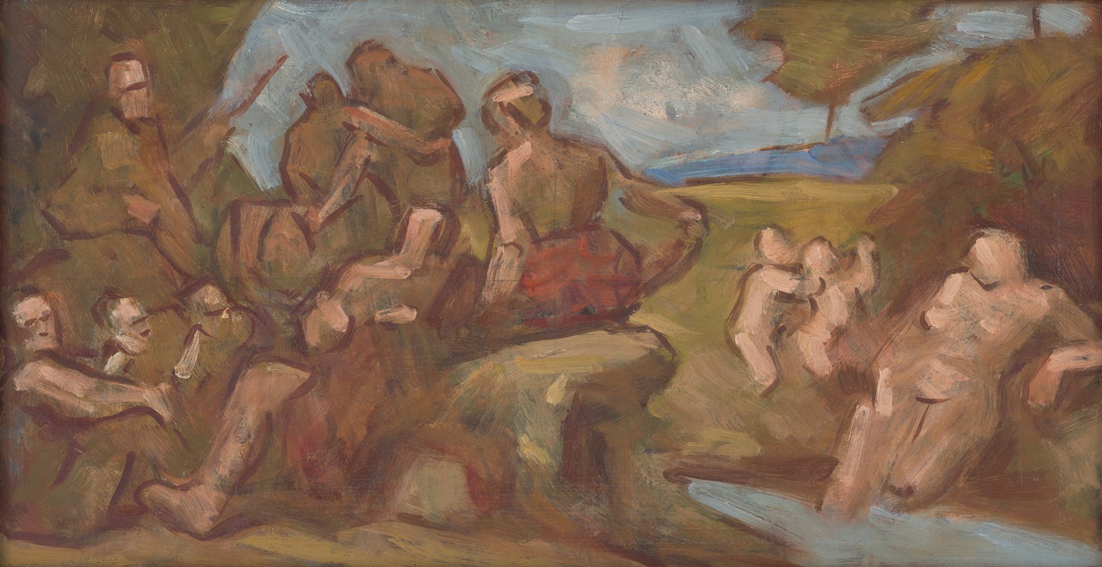 Milan Thomka Mitrovský - Sketch of Composition with Bathing People
