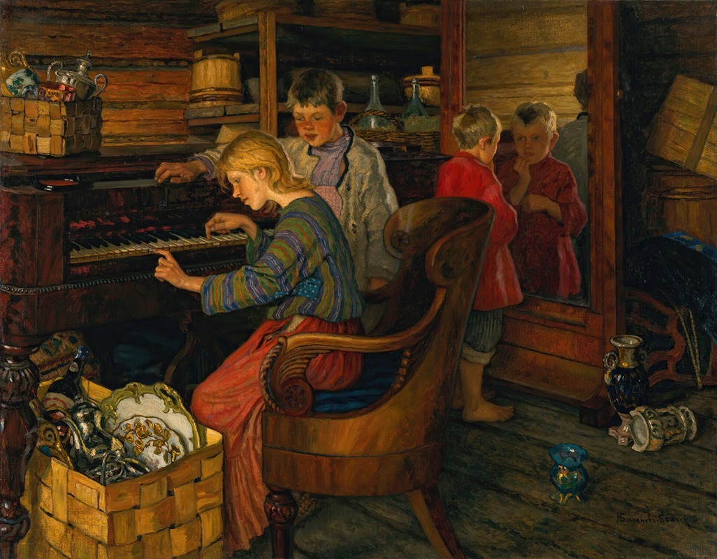 Nikolai Bogdanov-Belsky - Children By The Piano