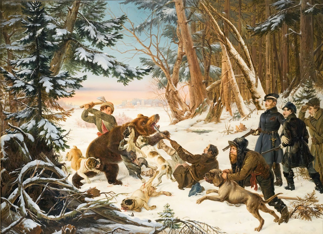 Otto Grashof - The Tsarevich Alexander Nikolaevich On A Bearhunt On The Outskirts Of Moscow