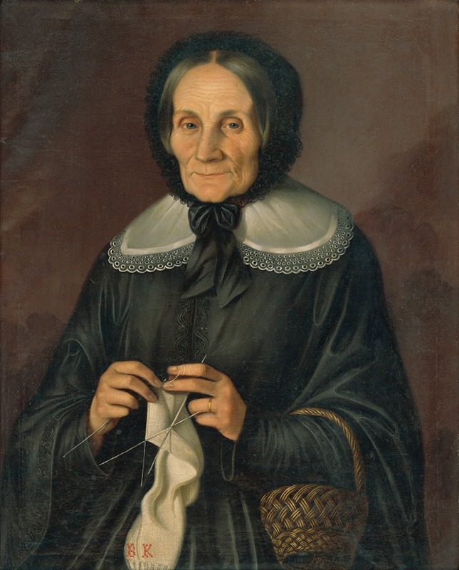 Peter Michal Bohúň - Portrait of Mrs. Kubínová Knitting
