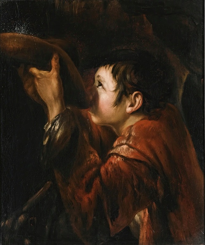 Roman School - A Boy Using His Hat To Drink Water From A Fountain