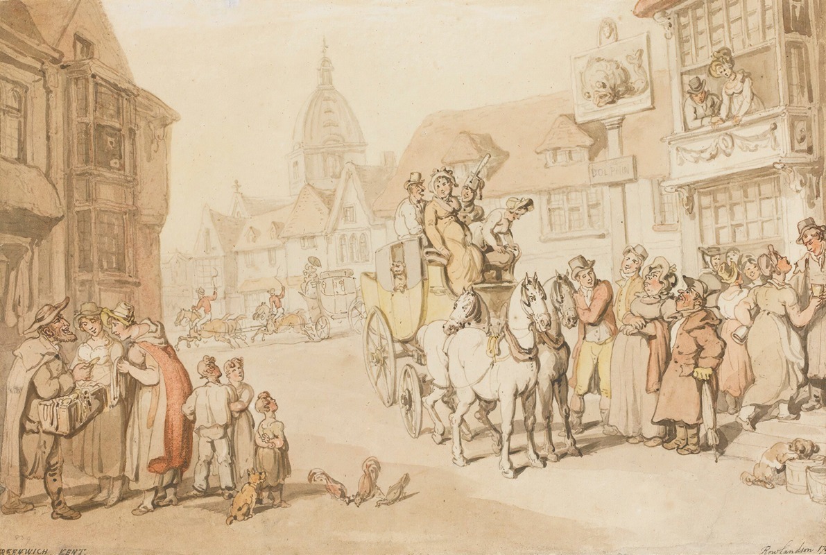 Thomas Rowlandson - The Arrival Of A Coach At The Dolphin Inn, Greenwich