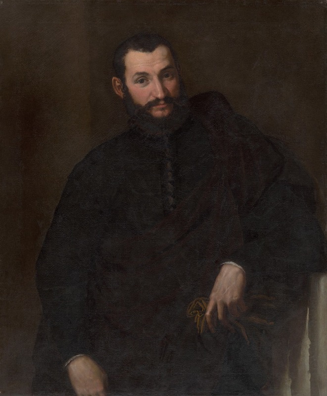 Anonymous - Portrait of a Man (With a Fragment of Antique Column)