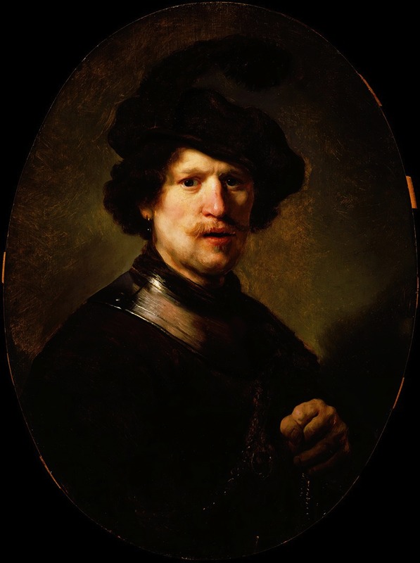 Follower of Rembrandt van Rijn - Man Wearing a Plumed Beret and Gorget