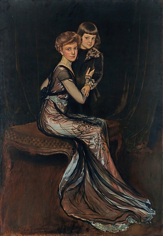 Antonio de La Gandara - Portrait of Leonor Uriburu de Anchorena (1884-1975) with her son Emilio