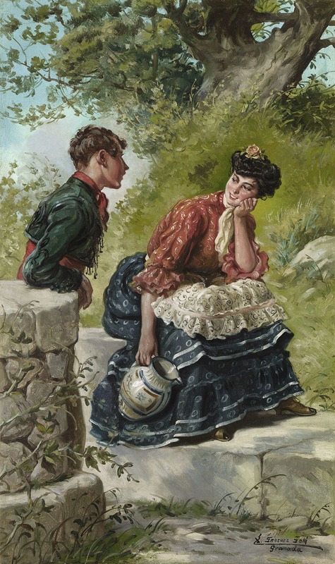 Eduardo Sánchez Solá - Courting Couple at the Fountain