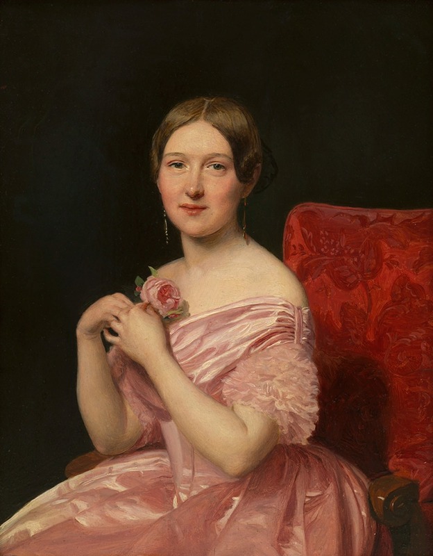 Ferdinand Georg Waldmüller - Junge Dame in rosafarbenem Atlaskleid