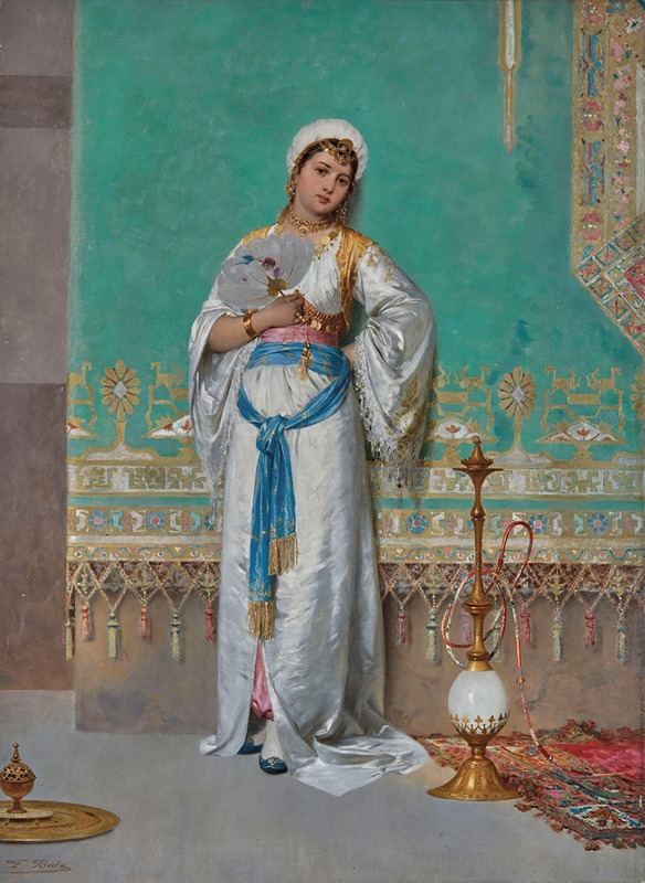 Francesco Beda - Portrait of an oriental woman with a fan