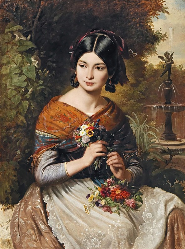 József Borsos - Girl with flowers