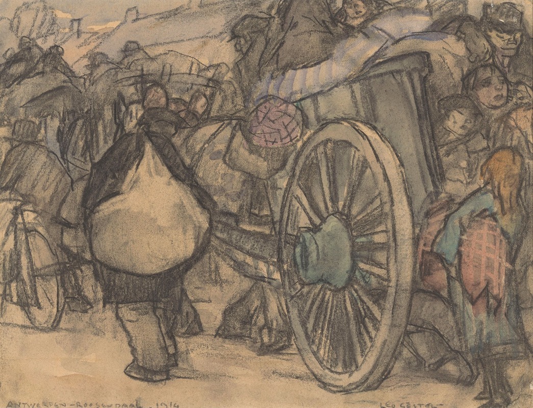 Leo Gestel - Vluchtelingen onderweg van Antwerpen naar Roosendaal, 1914