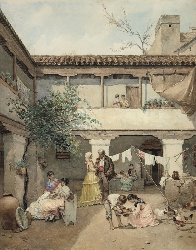 Manuel Ussel de Guimbarda - A Seville Courtyard