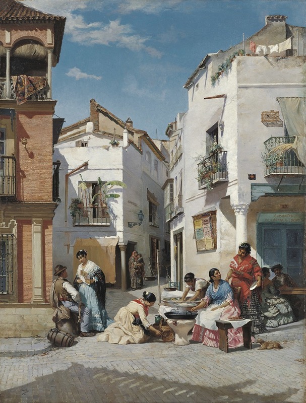 Manuel Ussel de Guimbarda - Rosquilla Sellers in a Corner of Seville