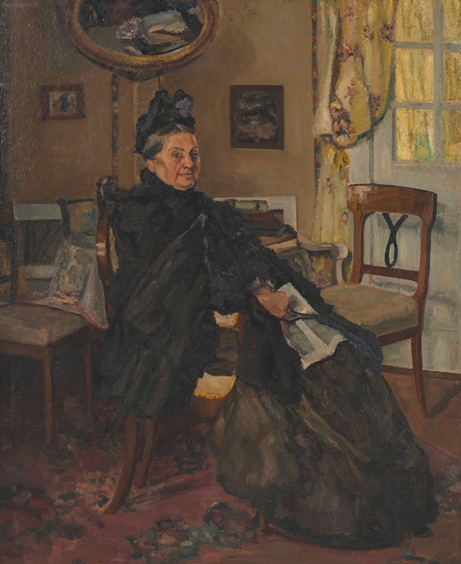 Otto Bruenauer - Im Wartezimmer (Sitzende alte Frau)