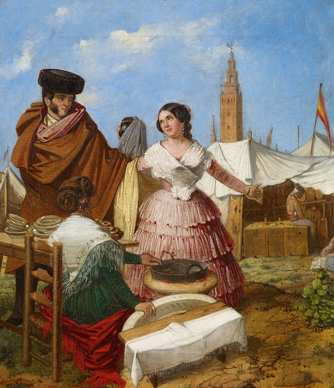 Rafael Benjumea - Courting at a Ring-Shaped Pastry Stall at the Seville Fair