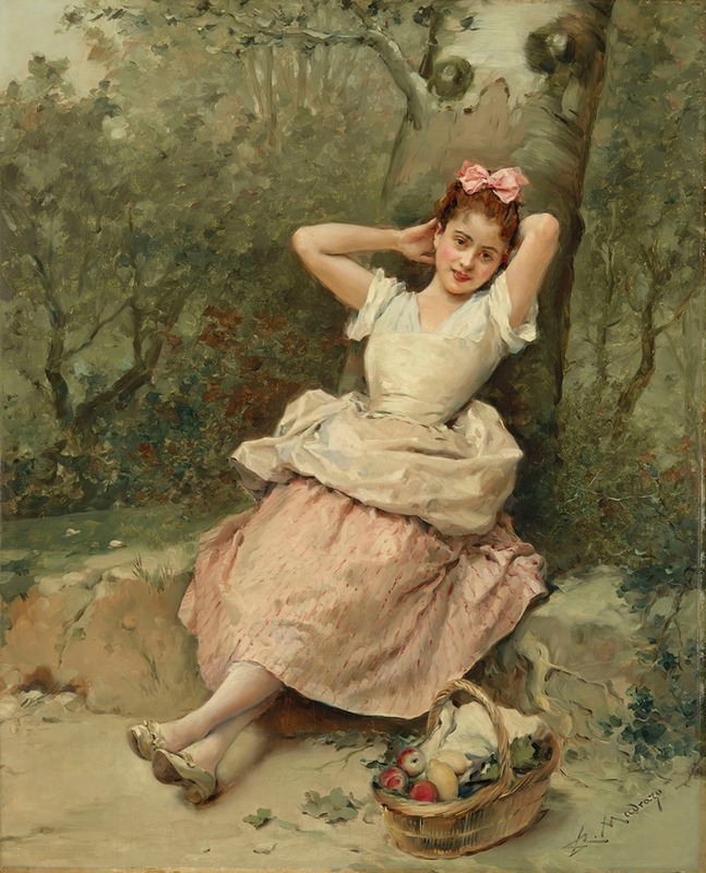 Raimundo de Madrazo y Garreta - Young girl sitting at the foot of a tree