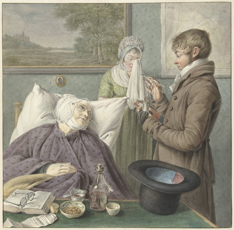Wybrand Hendriks - Arts bezoekt een zieke oude vrouw in bed