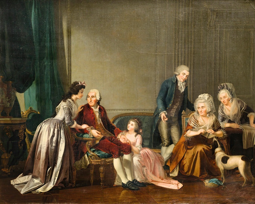 Charles-Nicolas Guillon - Group portrait of a family in an interior